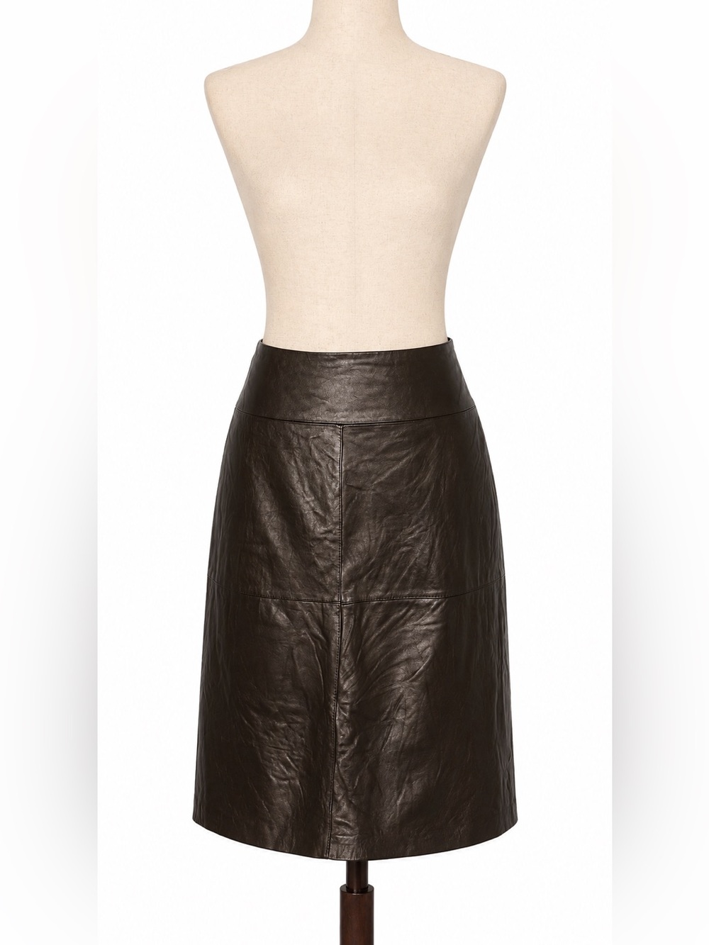 Jaclyn Smith Black Leather A-Line Skirt.